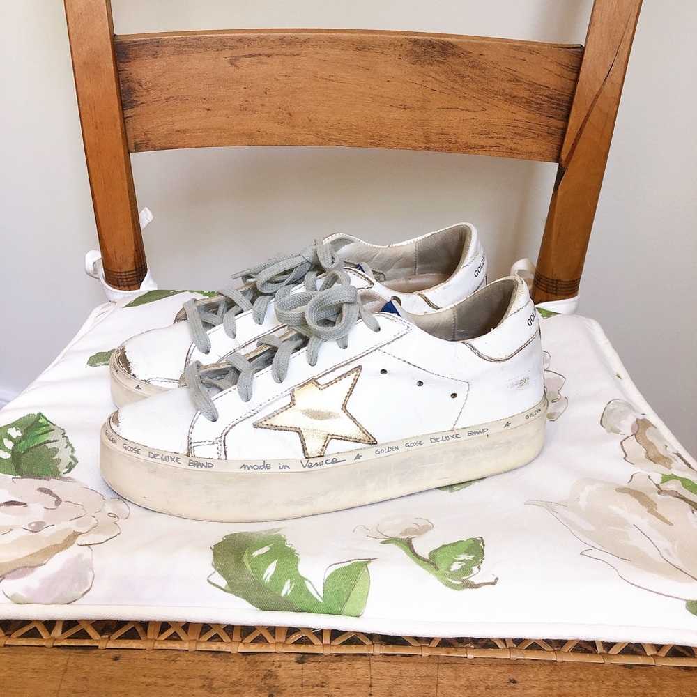 Golden Goose Hi Star DB White Gold Size 35